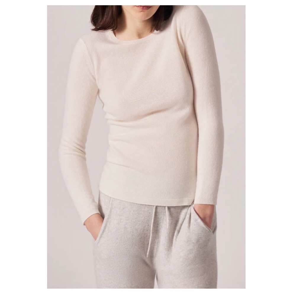 TSE Women’s Luxury Cashmere Classic Crewneck in Natural Melange Tan Size Small
